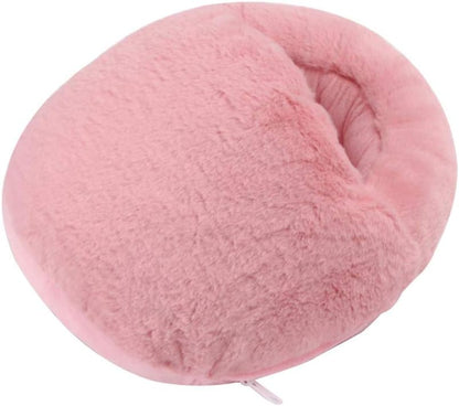 IMIKEYA Cozy Plush Foot Warmer & Gentle Massager – USB Heated Thermal Slippers (Pink)